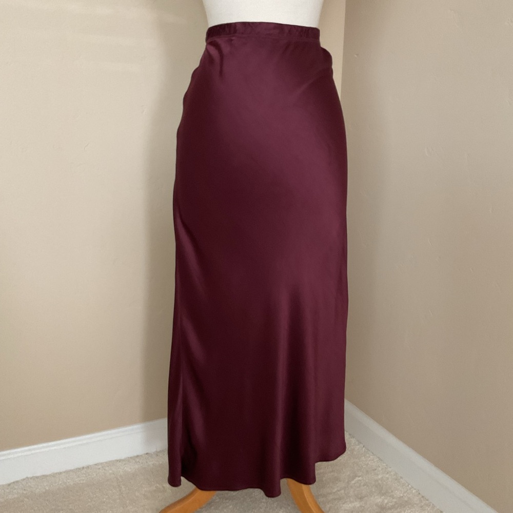 LAmade Los Angeles Dorit Silky Slip Skirt Dark Red Size M